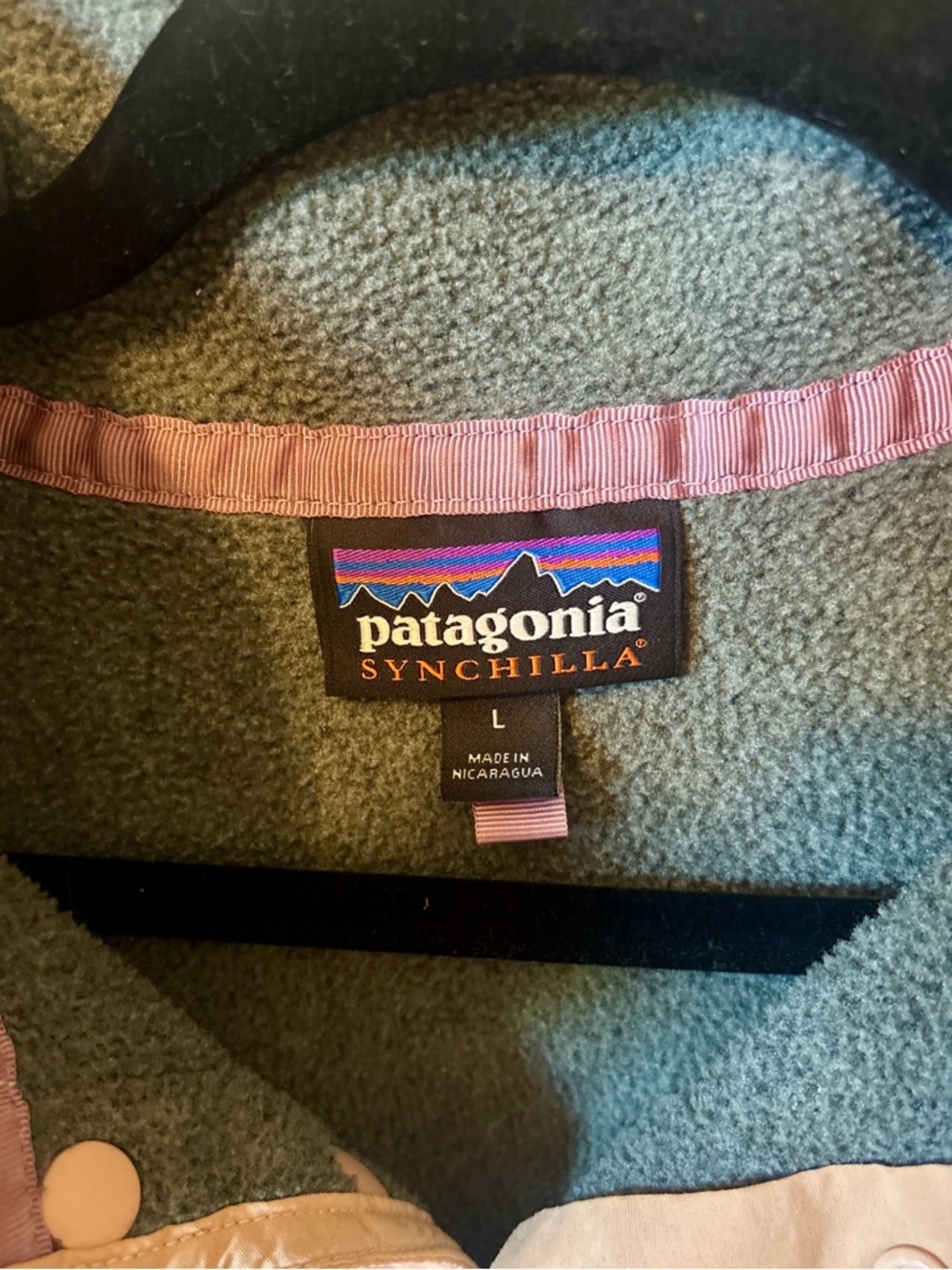 Patagonia Synchilla Snap-T Pullover Gray Pink Trim Fleece Women’s Large Cozy - Picture 3 of 5